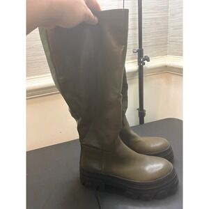 Rouge Helium Womens 9 Olive Green Tall Lug Sole Platform Chunky Boots Edgy